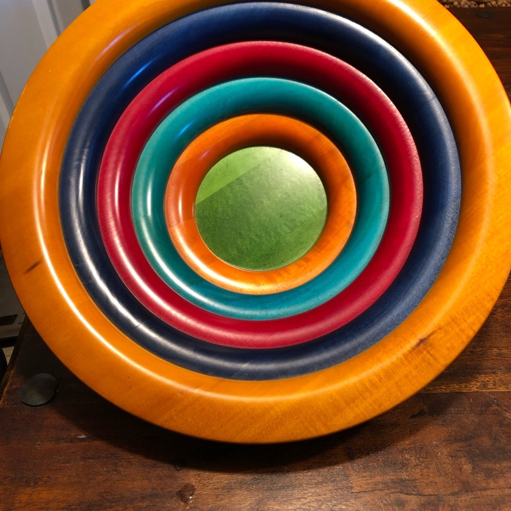Postmodern Italian Wooden Bowl by Pietro Manzoni 13”x 4 1/2” - Picture 4 of 11